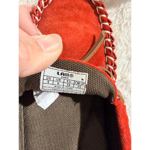 LAM Womens Suede Moccasins Red Size 8 Cozy - Picture 6 of 8